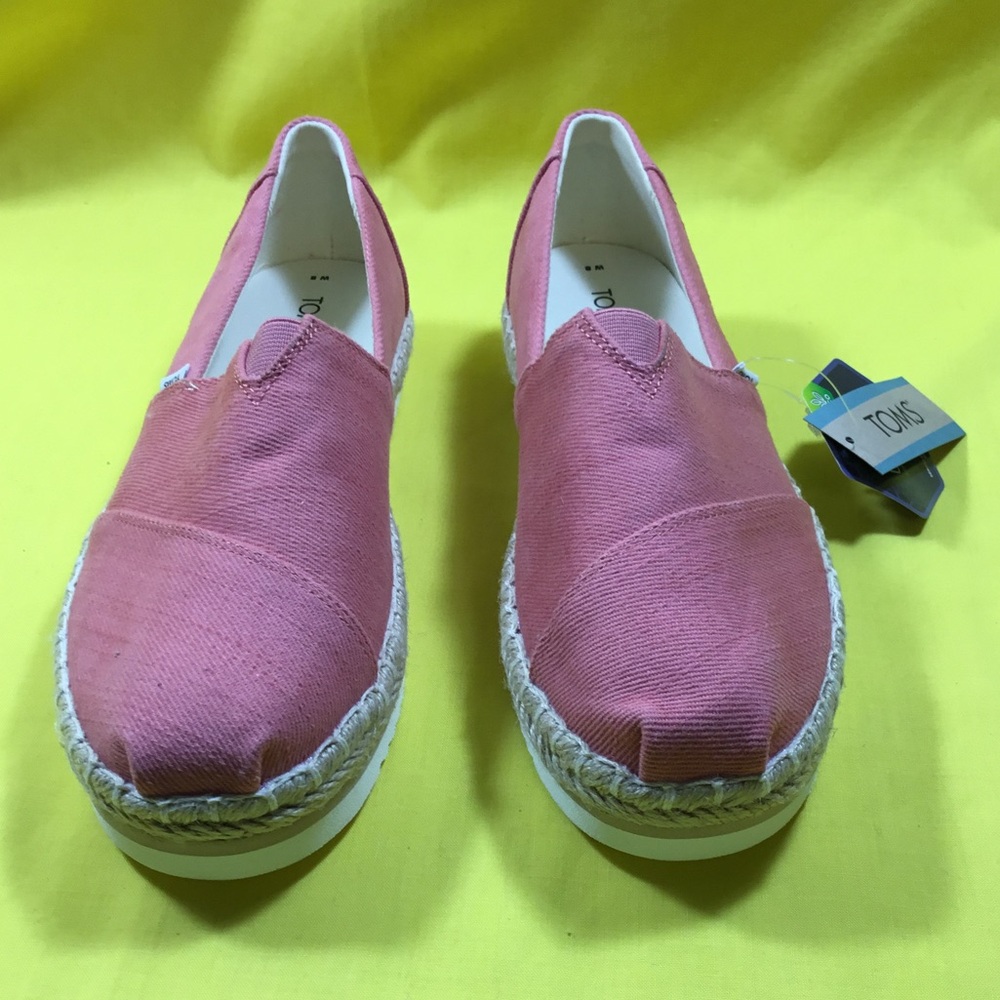 TOMS Rose Canvas Espadrille Slip-On Sneakers SZ 8
